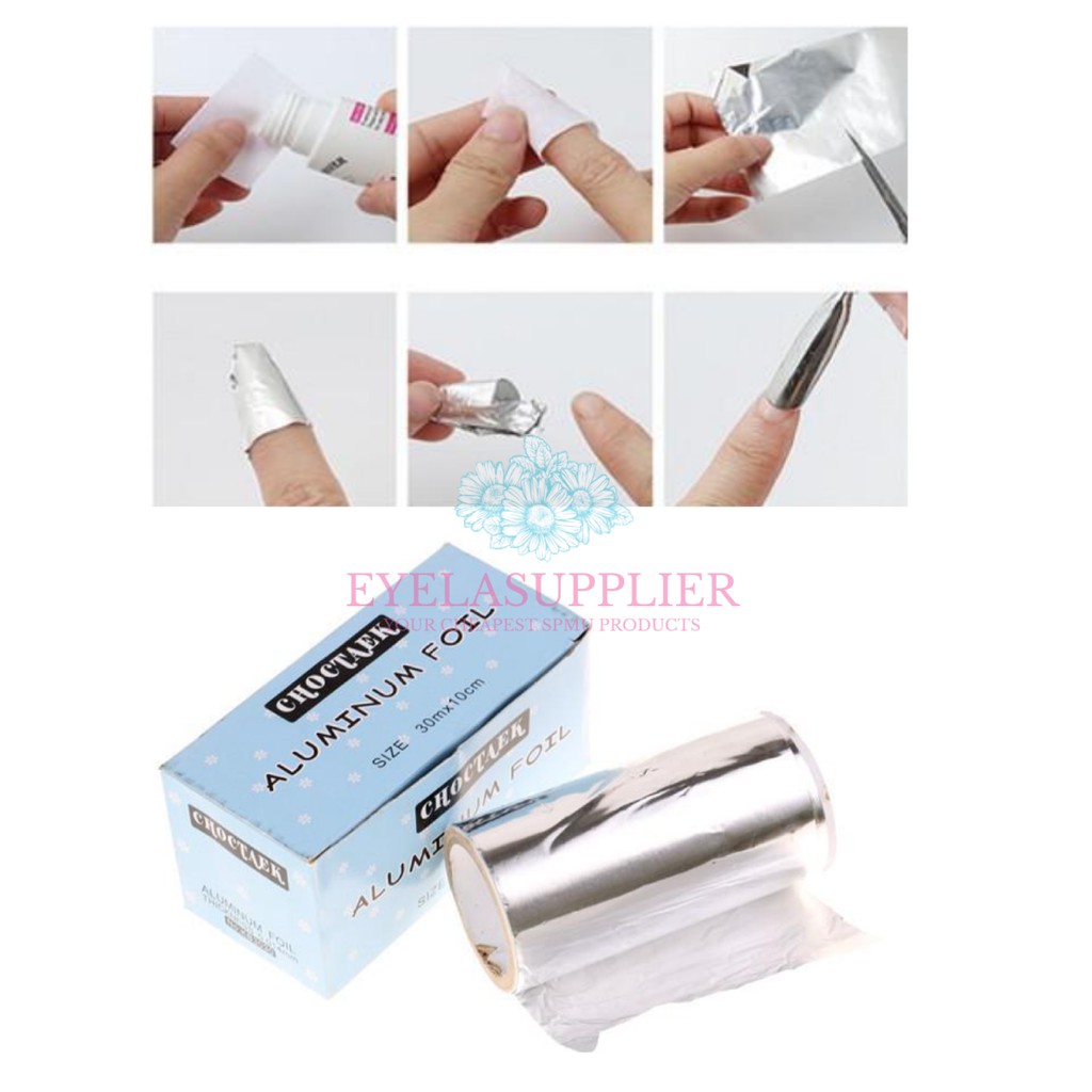 Aluminium Foil Nail Art Wrap Alumunium Remover Gel Kuku Removal Silver