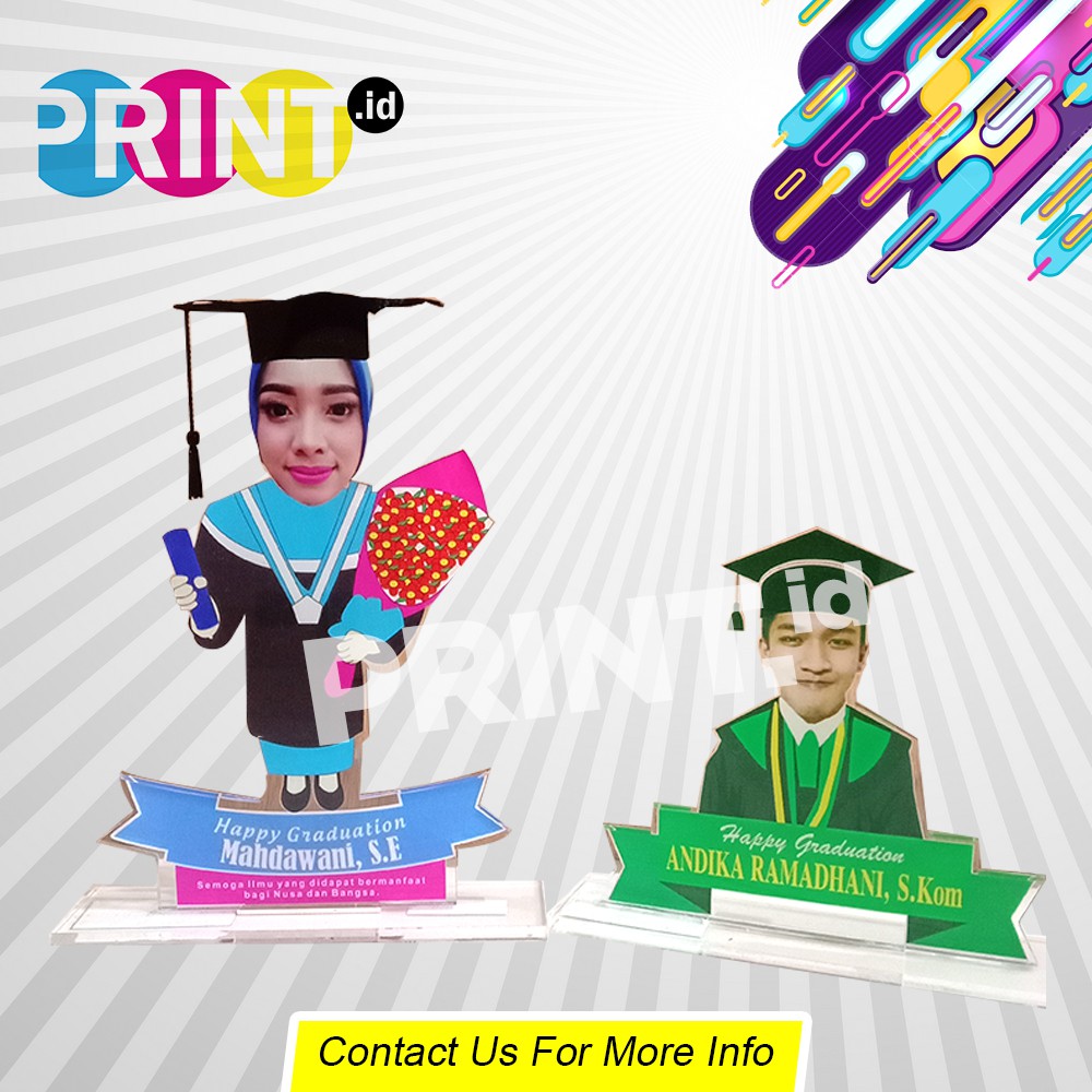 Plakat Wisuda Karikatur dengan FOTO / Souvenir Wisuda / Hadiah Wisuda / Kado Wisuda