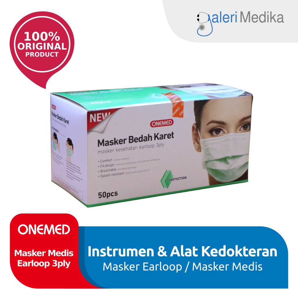  Onemed  Masker  Bedah Earloop Box Isi 50 pcs Shopee Indonesia