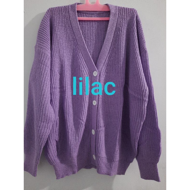 CARDIGAN KANCING EMERA BASIC RAJUT 7 GATE-Lilac