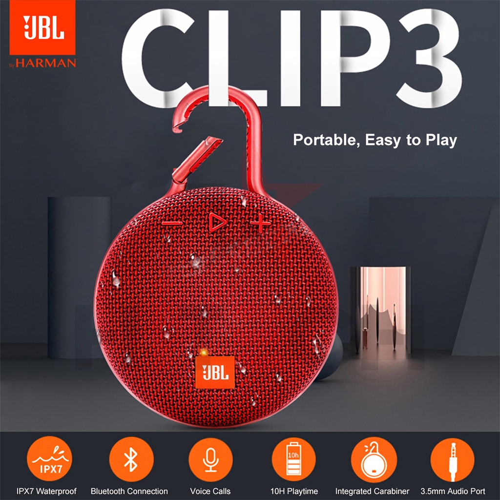 Speaker Portable JBL CLIP3 Wireless Bluetooth JBL Clip3 IPX7