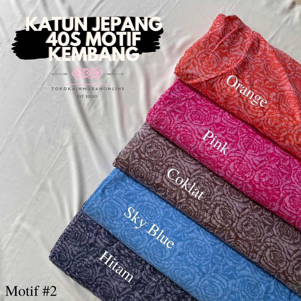 Kain Silky Katun 40s Motif Bunga Premium Impor JEPANG motif #2 (MURAH &amp; BERKUALITAS)