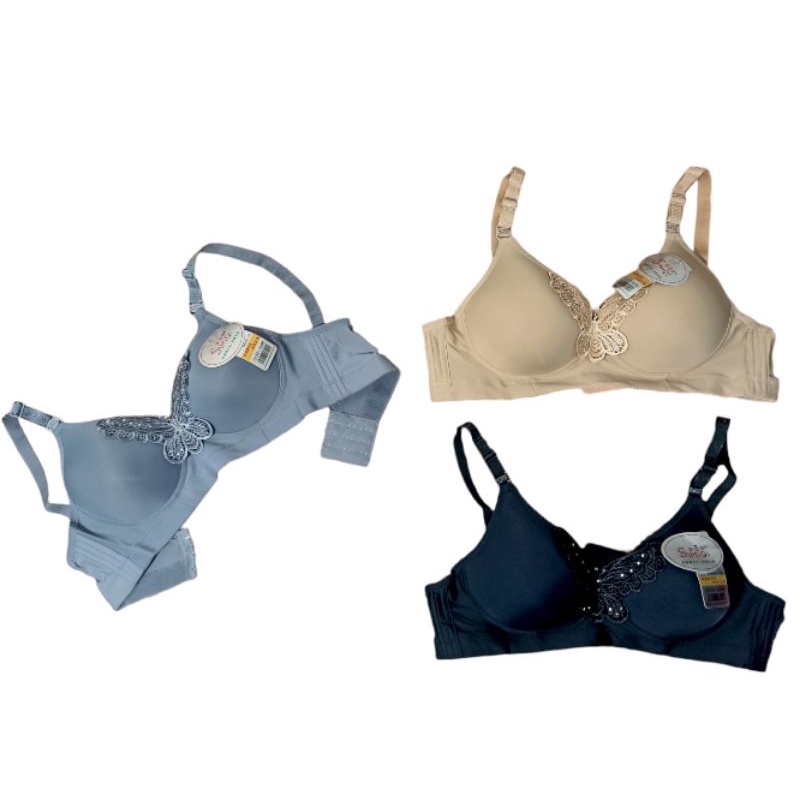 Bra busa tanpa kawat kait 3 Simiqi Bordir kupu-kupu Bh Simiqi jumbo kode 6616