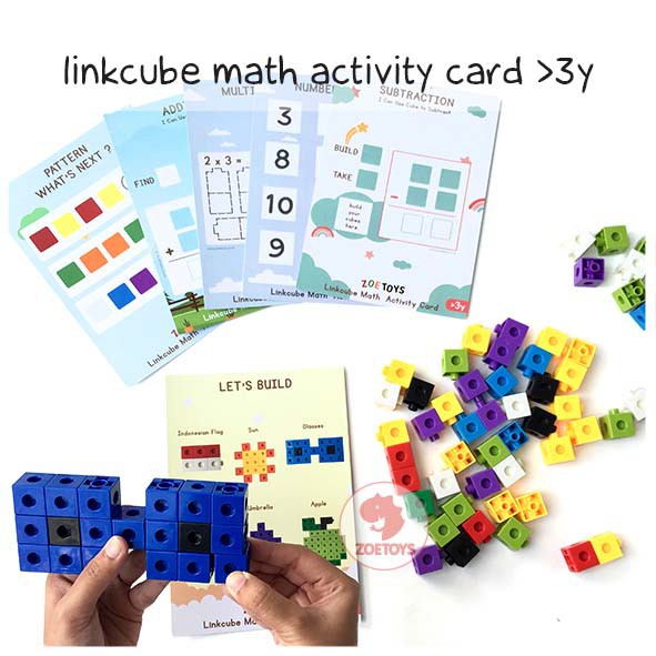 Zoetoys Linkcube Math Activity Card | Only Card | Kartu Aktivitas Linkcube Math 100 pcs |  Mainan Edukasi Anak