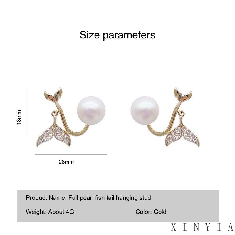 【COD】Sepasang Anting Tusuk Gantung Temperament Desain Ekor Ikan Hias Mutiara Gaya Koreasimple Untuk Wanita Berlian Gaya Mewah Untuk Wanita