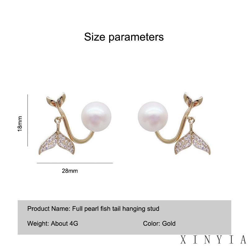 【COD】Sepasang Anting Tusuk Gantung Temperament Desain Ekor Ikan Hias Mutiara Gaya Koreasimple Untuk Wanita Berlian Gaya Mewah Untuk Wanita