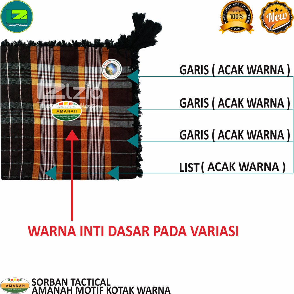 SORBAN TACTICAL DEWASA SORBAN AMANAH MOTIF KOTAK WARNA