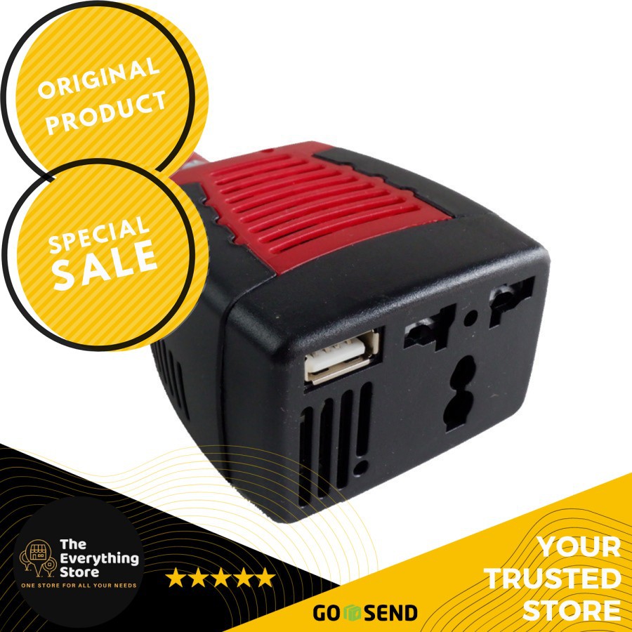 INVERTER Colokan Listrik Mobil Power Inverter Mobil Car Mini DC 12 V to AC 220V 5V USB 150W