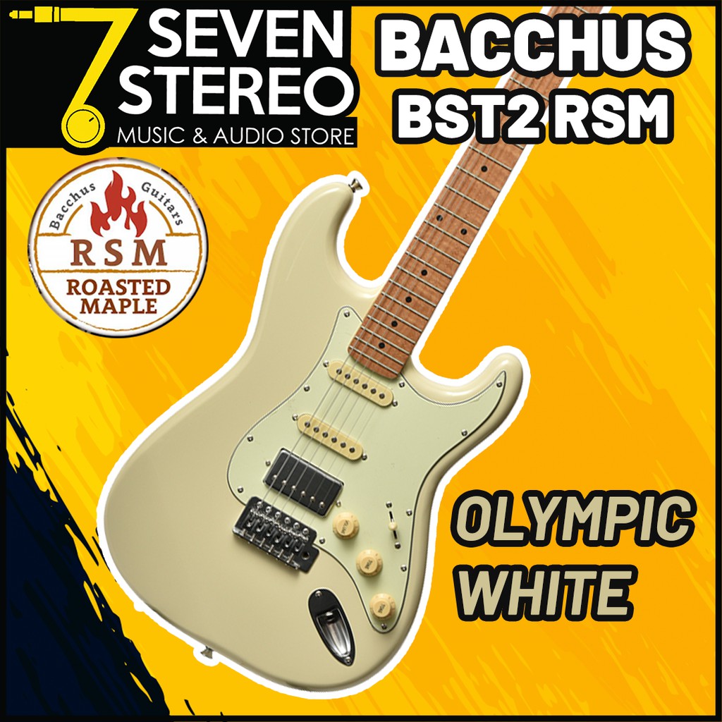 Bacchus BST-2RSM BST2RSM HSS Olympic White Roasted Maple Strat Model