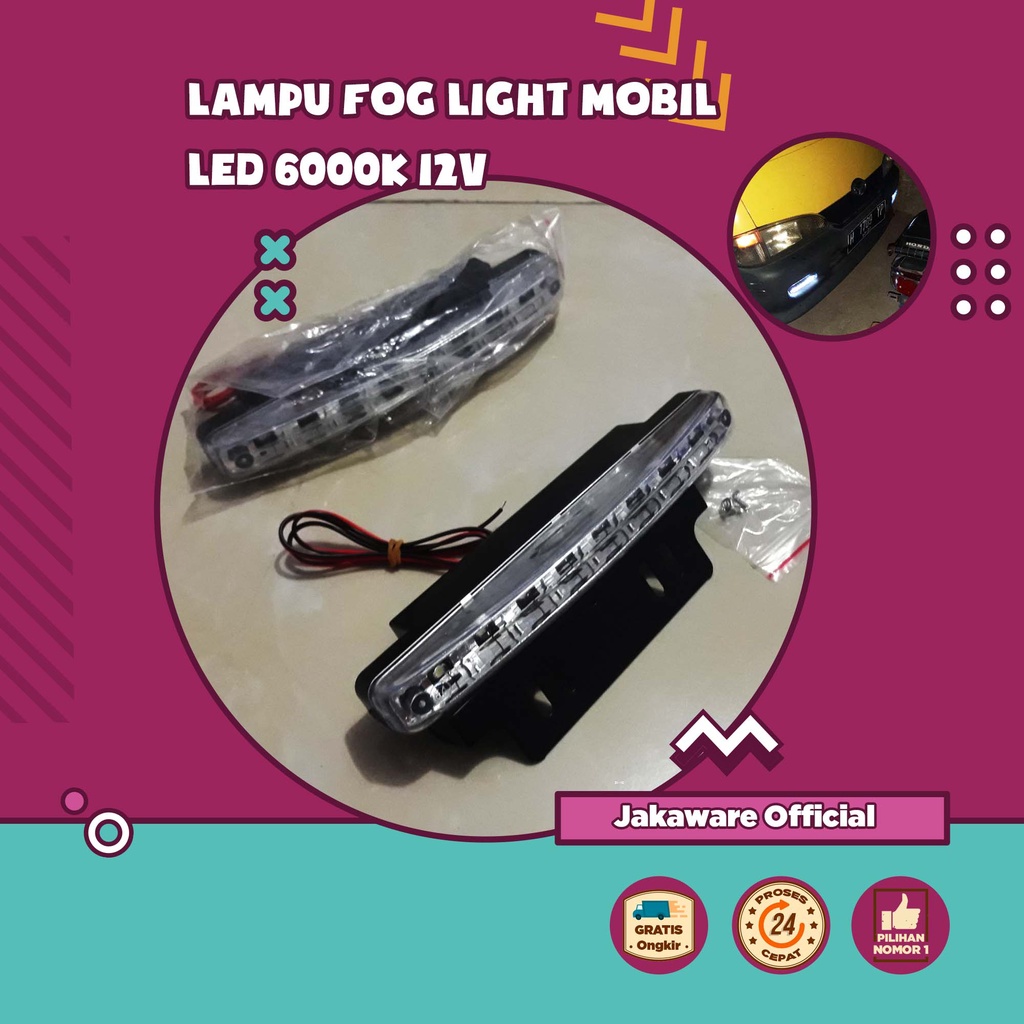 LAMPU FOG LIGHT MOBIL DAYTIME LED 6000K 12V DEPAN TERANG ANTI DEBU LAMP KABUT VARIASI DEKORASI SOROT