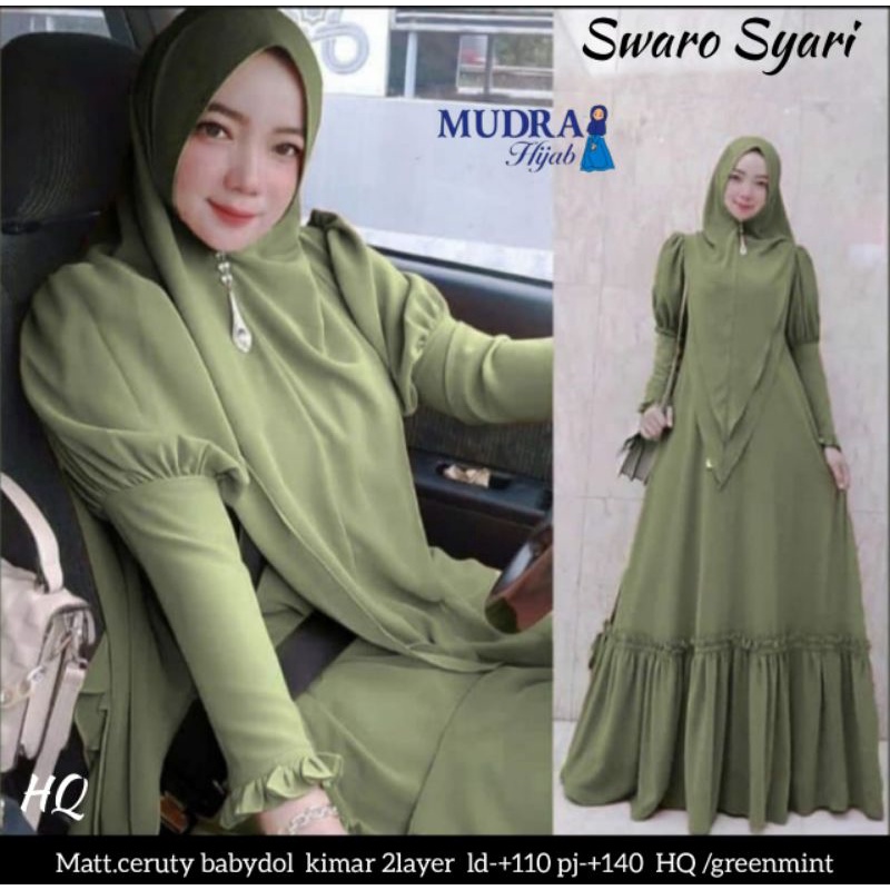 swaro dress syari ori mudra//dress ceruty