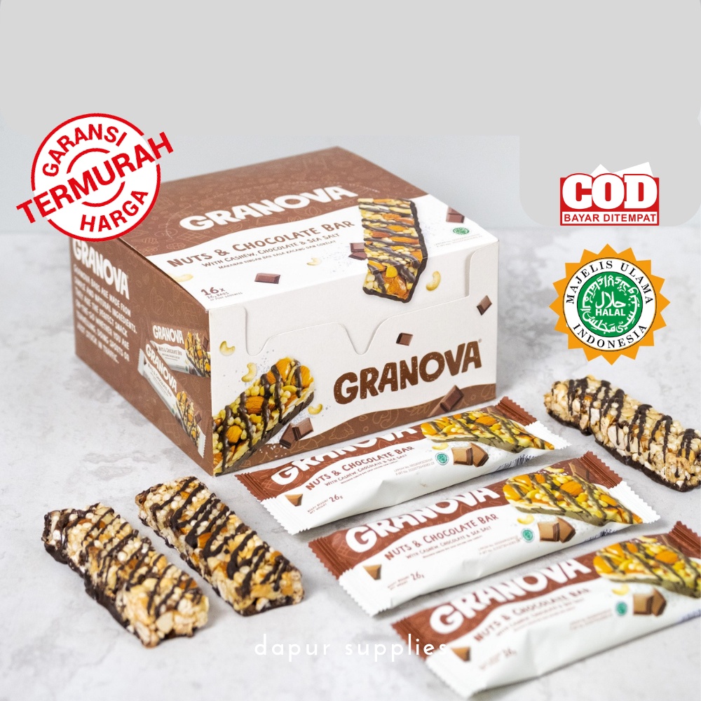 Sereal Snack Bar Nuts and Chocolate 26gr / Bar Cereal Snack / Granova Snack Bar Halal and Healthy