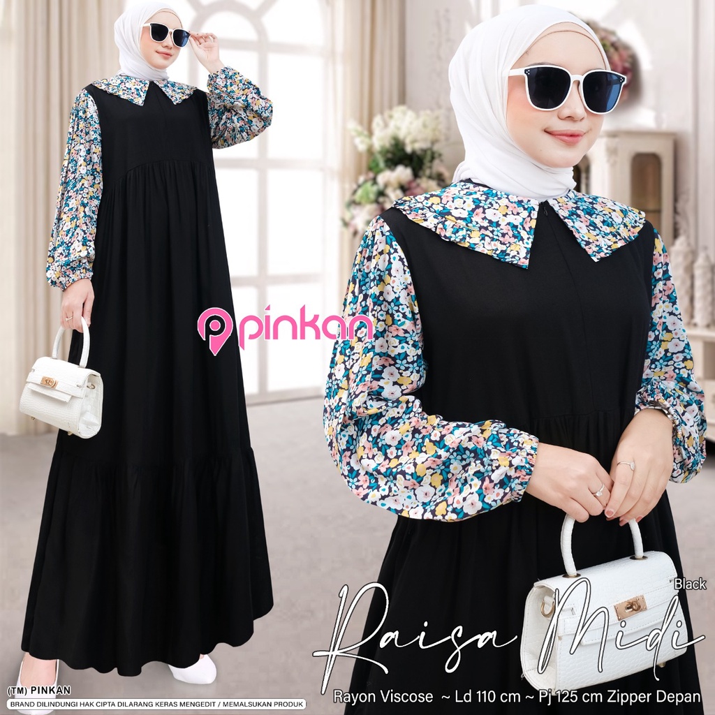 RAISA MIDI // PAKAIAN KONDANGAN WANITA DEWASA //DRESS MIDI MUSLIM GAYOLA PINKAN MODEL BARU RAYON ZIP