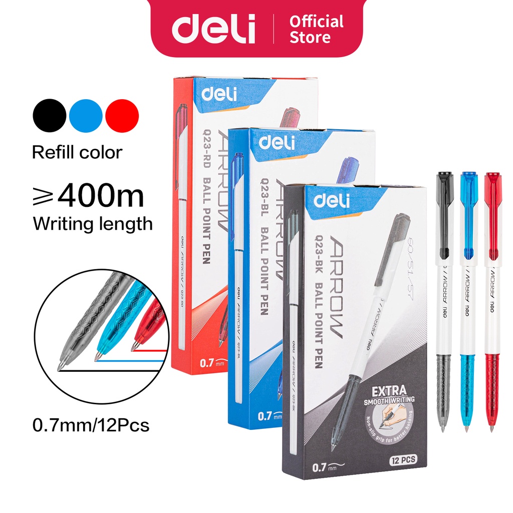 

Deli Ultra Smooth Gel Pen Pulpen Retractable Capable 0.7mm Tinta Hitam Biru Merah EQ23 EQ24