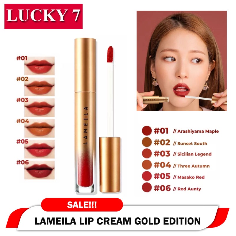 DBI - LAGI VIRALL!!! LAMEILA GOLD SILKY LIP GLAZE / LAMEILA LIPSTIK CAIR PELEMBAB BIBIR TAHAN AIR DAN LAMA ( BISA COD )