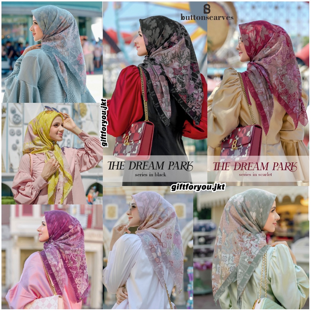 Hijab Buttonscarves Disney The Dream Park Milk Tea Viola Black Marshmallow Jade Clover Bow Cinnamon 