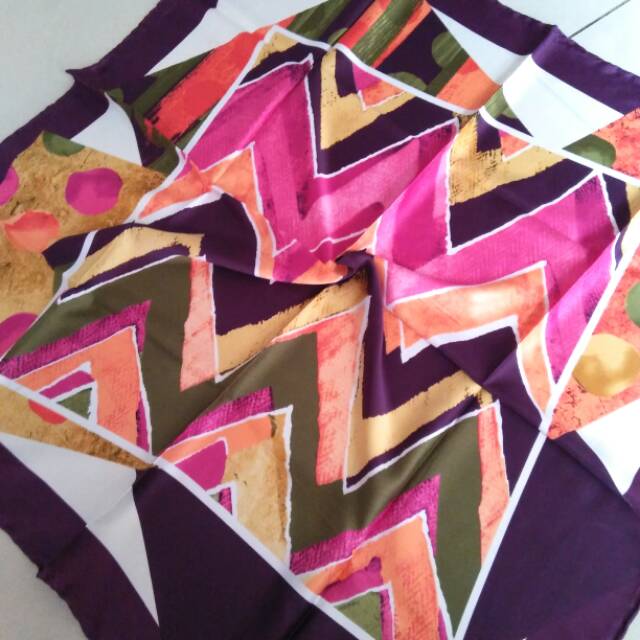 Jilbab ungu terong mix pink rayon silk asli TURKI harga murah