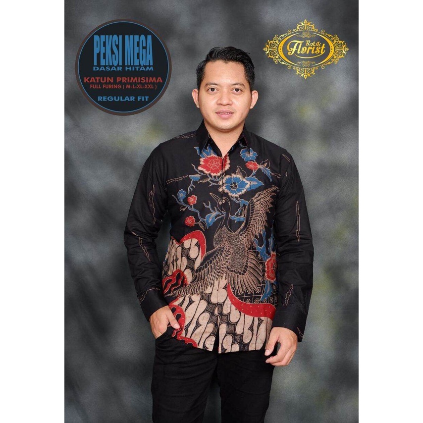 Kemeja batik pria warna dasar hitam / baju batik lengan panjang terbaru / hem batik kerja ori solo