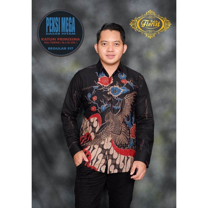 Kemeja batik pria warna dasar hitam / baju batik lengan panjang terbaru / hem batik kerja ori solo