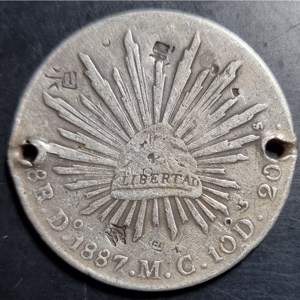 Koin Meksiko Mexicana 8 Reales 1887 Do Mint Bekas Peninggalan Dayak
