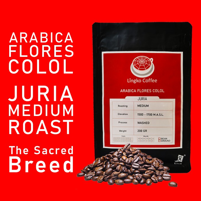 

KOPI ARABIKA ARABICA JURIA FLORES MANGGARAI COLOL MEDIUM 200GR BIJI LINGKO COFFEE