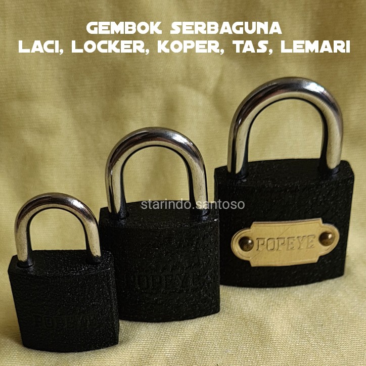 Murah GEMBOK BESI HITAM 25mm 32mm untuk tas koper laci lemari loker pagar