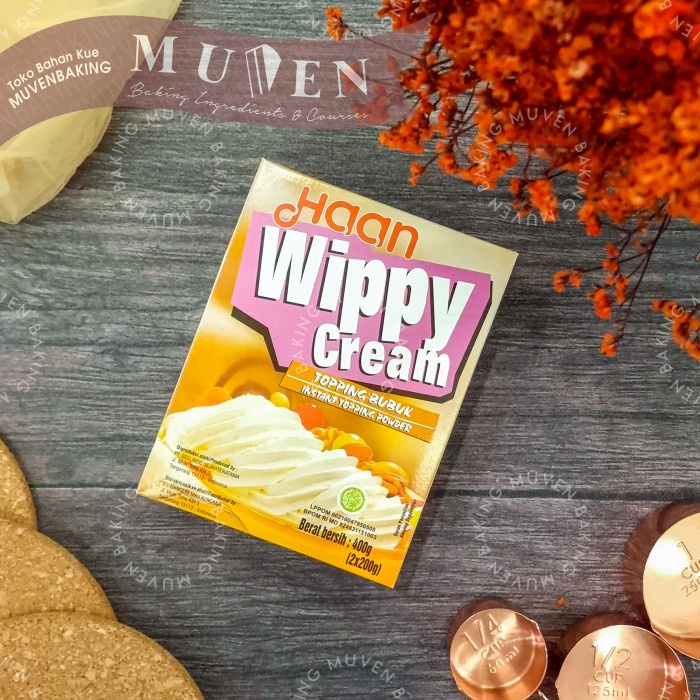 

ORIGINAL MURAH WHIPPED CREAM HAAN WIPPY CREAM INSTANT TOPPING POWDER 400gr