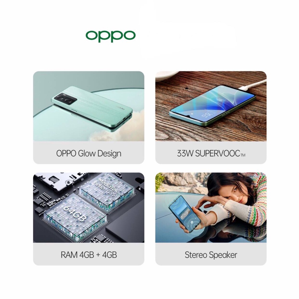 Oppo A57 [4GB+64GB] Helio G35 | 13MP Dual Camera | 6.56&quot; IPS LCD | 5000mAh | Garansi Resmi Oppo 1 Tahun