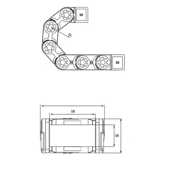 [HAEBOT] Kabel Cable Drag Chain Dragchain Wire Carrier 15x50 CNC Semi Enclosed Open Type Plastic Industri Mekanik Towline Mesin Pembawa Rantai