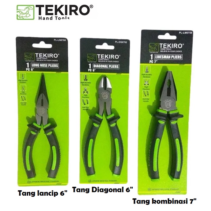 Tekiro Set Tang 3 pc / Tang Kombinasi 7 Inch Tang Diagonal 7 Inch Tang Lancip 7 Inch