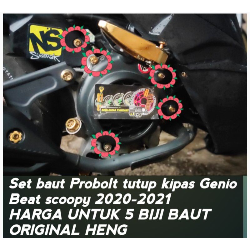 Set baut tutup kipas Genio beat scoopy 2020-2021 original Heng baut variasi