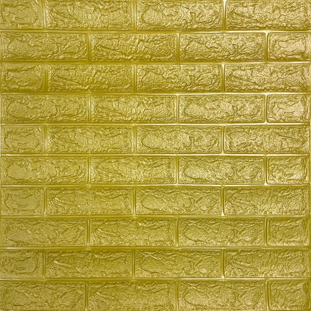 [BISA COD] Wallpaper Dinding Stiker Wallfoam 3D Sticker Dekorasi Kamar Rumah Murah Motif Bata-Gold Hijau