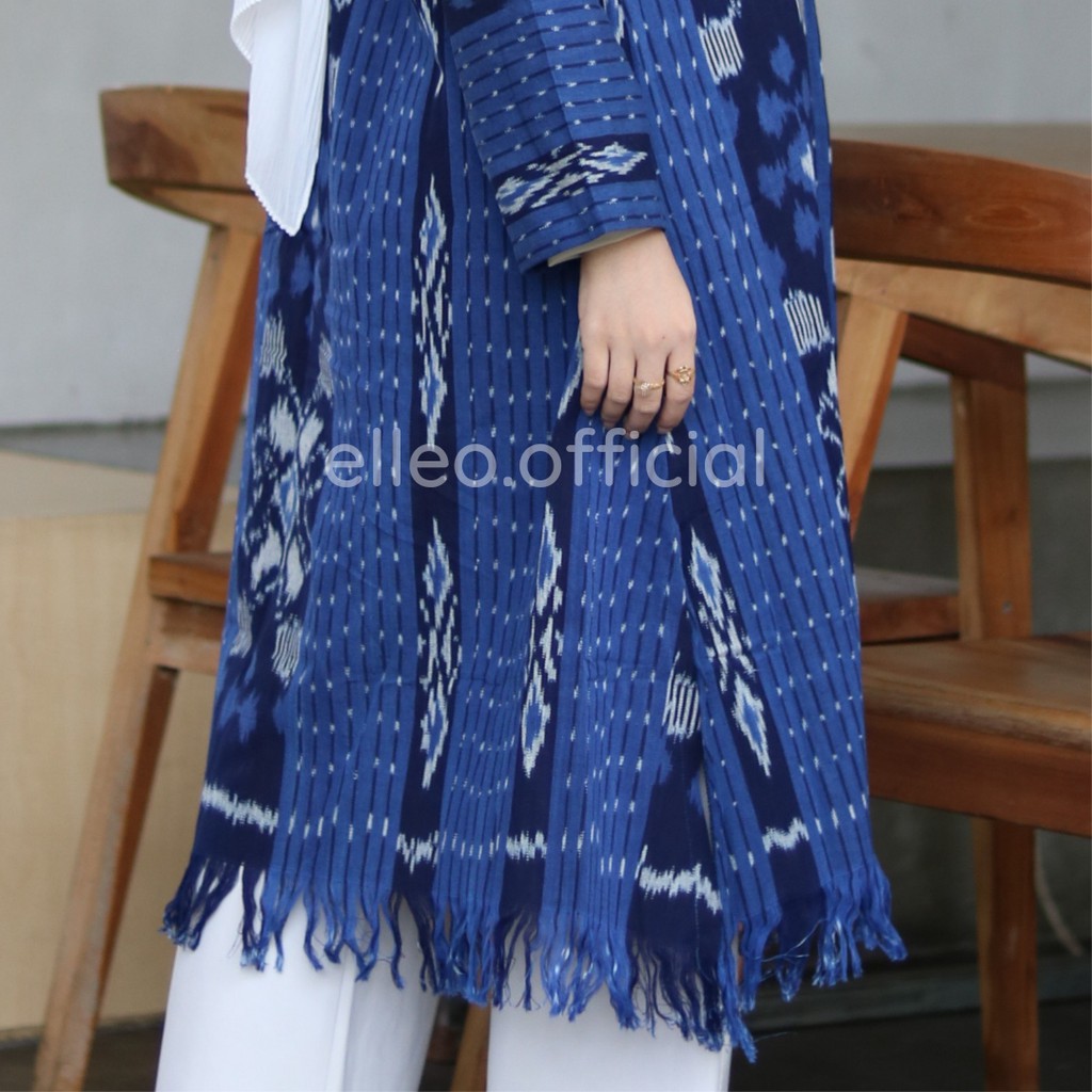 ELLEO LONG OUTER TENUN BLUE PREWED/KONDANGAN BLUES CARDIGAN TENUN