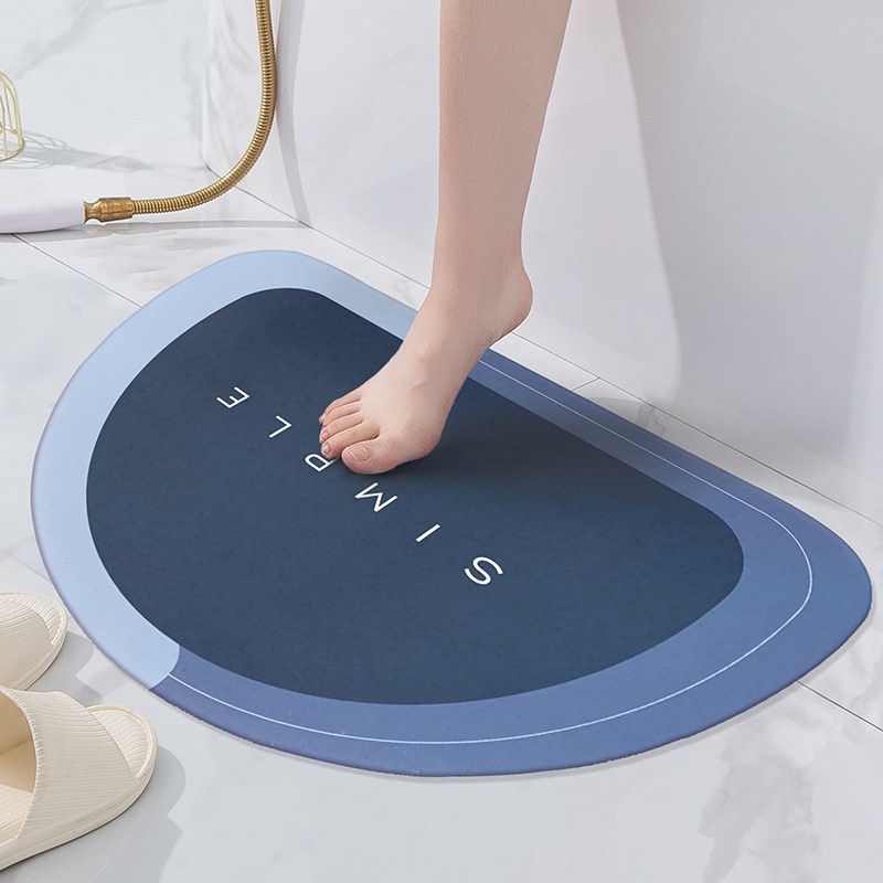 Keset Diatomite Bundar Anti Slip Bau Bakteri Kotor Serap Air Dirt-proof Floor Mat Anti Alas Lantai Kamar Mandi WC Batu Diatom Diatomit