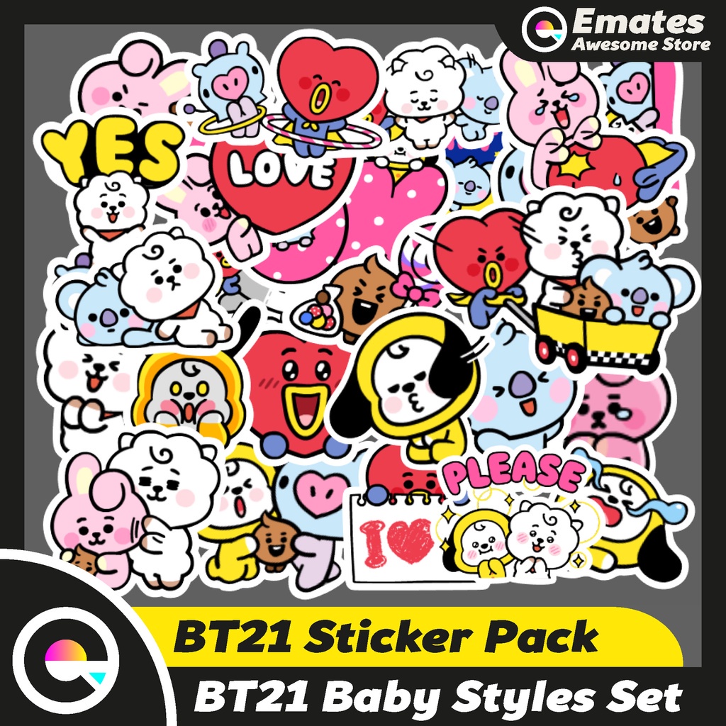 

[ISI 25 PCS] Stiker Sticker BT21 Baby Style | Stiker Aesthetic Sticker Lucu