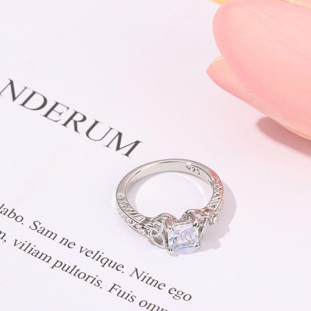 Preva Cincin Berlian Anniversary Ulang Tahun Wanita Fashion Kesederhanaan925 Sterling Silver