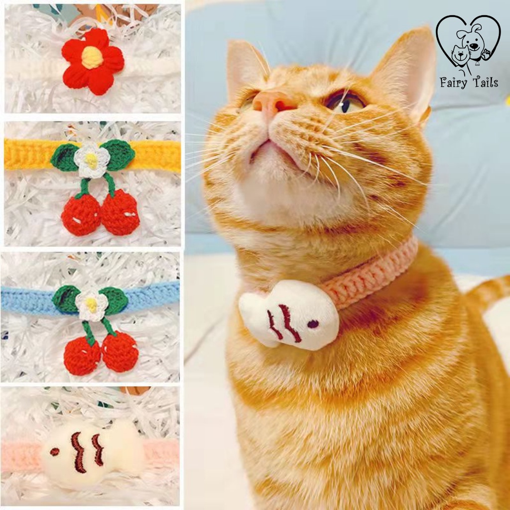 Kalung Rajut Bahan Wol Lembut Untuk Anabul Anjing dan Kucing Stylish dan Nyaman / Aksesoris Baju Kalung Anabul / Pet Necklace for Dog and Cat