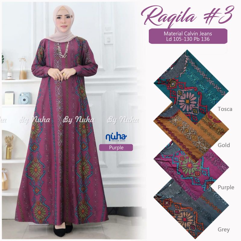 Gamis Raqila bahan calvin jeans//Gamis Wanita Terbaru//gamis murah