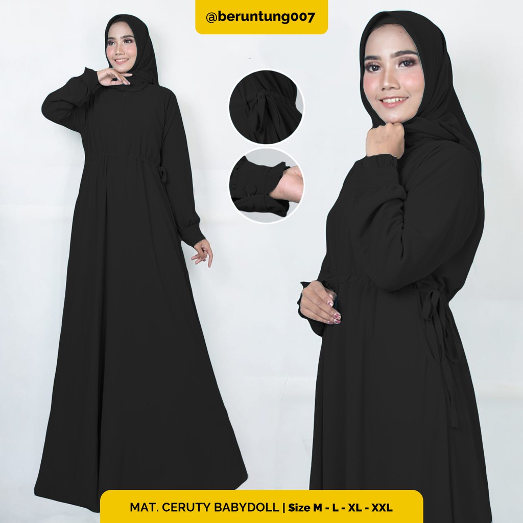 GAMIS CERUTY BABYDOLL HITAM POLOS - GAMIS PREMIUM - GAMIS TERBARU - GAMIS REMAJA