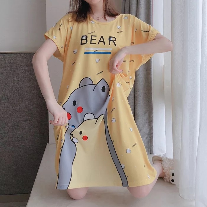 ✅𝐅𝐎𝐈𝐒𝐒® Pakaian Wanita Baju Tidur Wanita Import Daster Motif Kartun Longgar Korea 4004