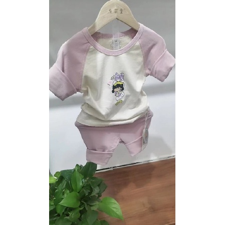 Promo !! Setelan baju anak - setelan mix character pastel colour import uk 1-3thn(Biru,Kuning,hijau,pink,abu-abu) (MIX MOTIF)