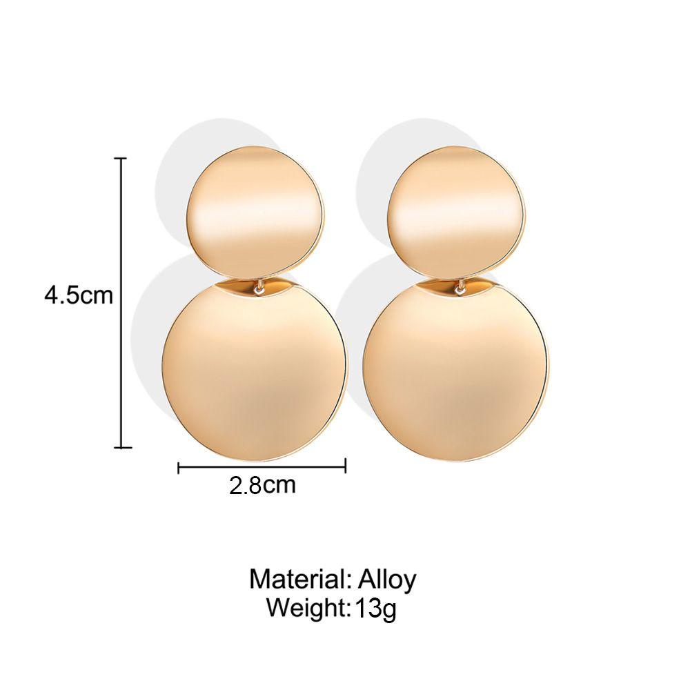 TOP Drop Earring Wanita Warna Emas Perak Alloy Metal Geometris