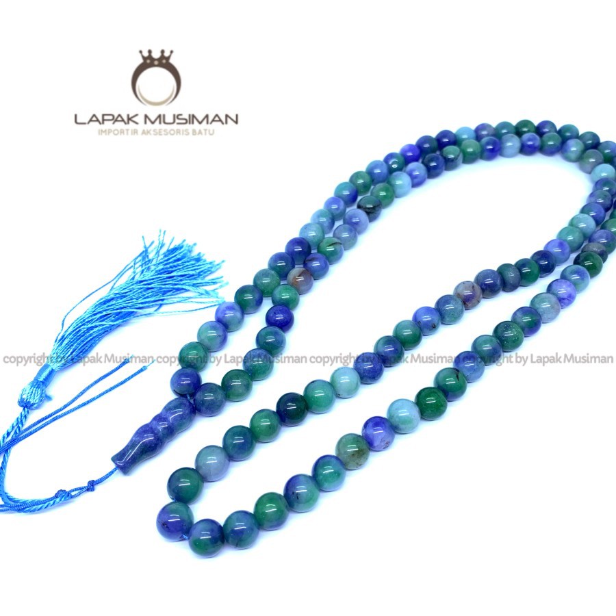 [Bayar di Tempat] Tasbih Batu Blue Saphire Afrika 99 Butir