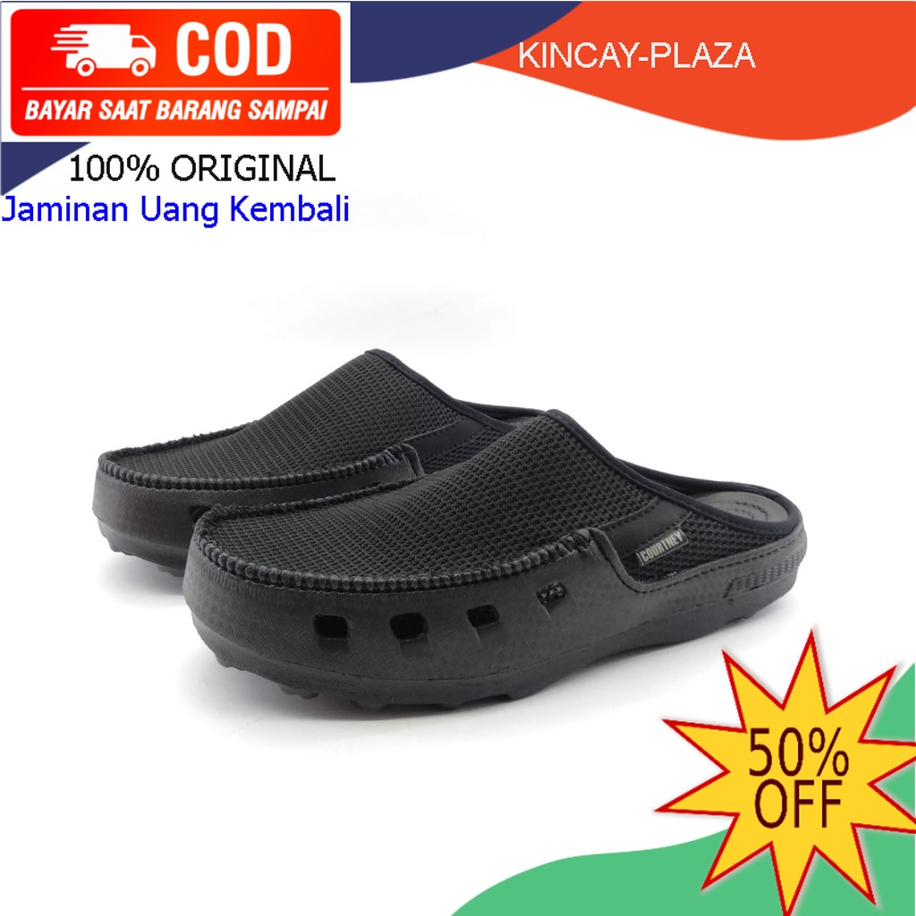 Sepatu Sandal COURTNEY SLOP MT.DOR TERBARU ORIGINAL Warna Hitam Terbaru Kekinian | Sendal Selop Pria