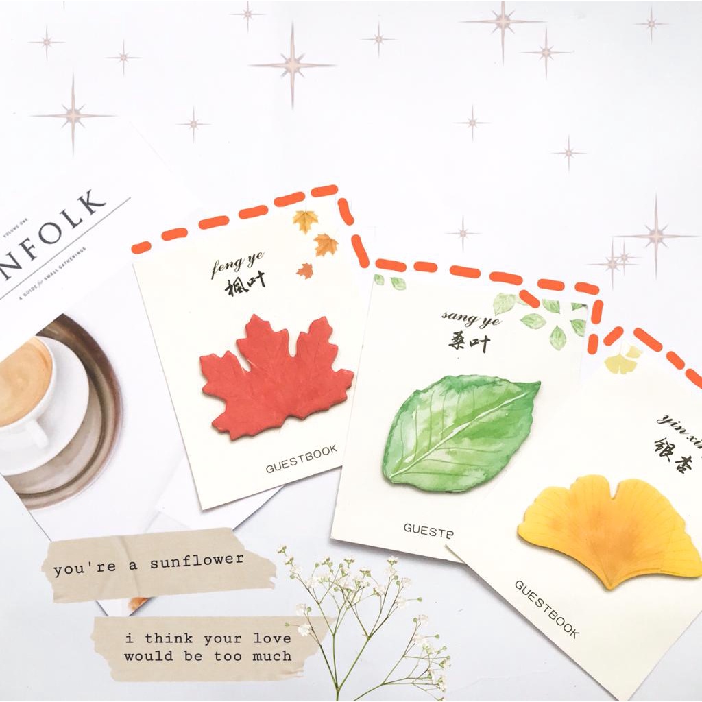 

[aisyjournal] Sticky note Dedaunan, Stickynote memo kertas tulis tempel dinding aesthetic