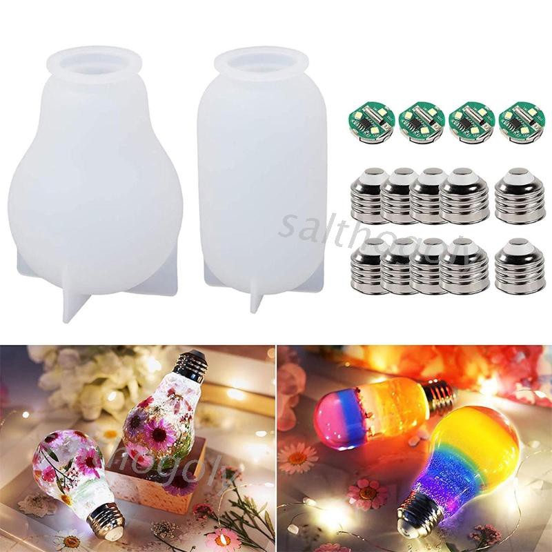 1 Set Cetakan Bohlam Lampu Led Kristal Epoksi Resin Bahan Silikon Untuk Kerajinan Diy