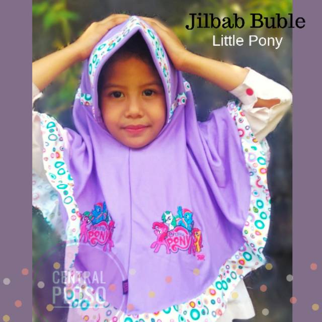 Jilbab Anak Bordir Litlle Pony Warna Cantik Bahan Kaos Super