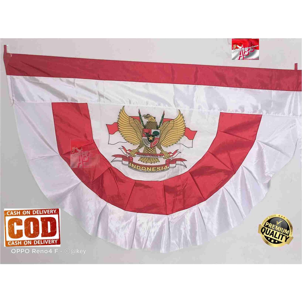 BENDERA BACKGROUND GARUDA MERAH PUTIH REMPEL RENDA