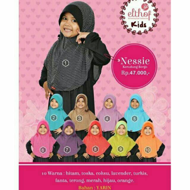 Jilbab/kerudung instan, bergo anak 4-6thn elthof