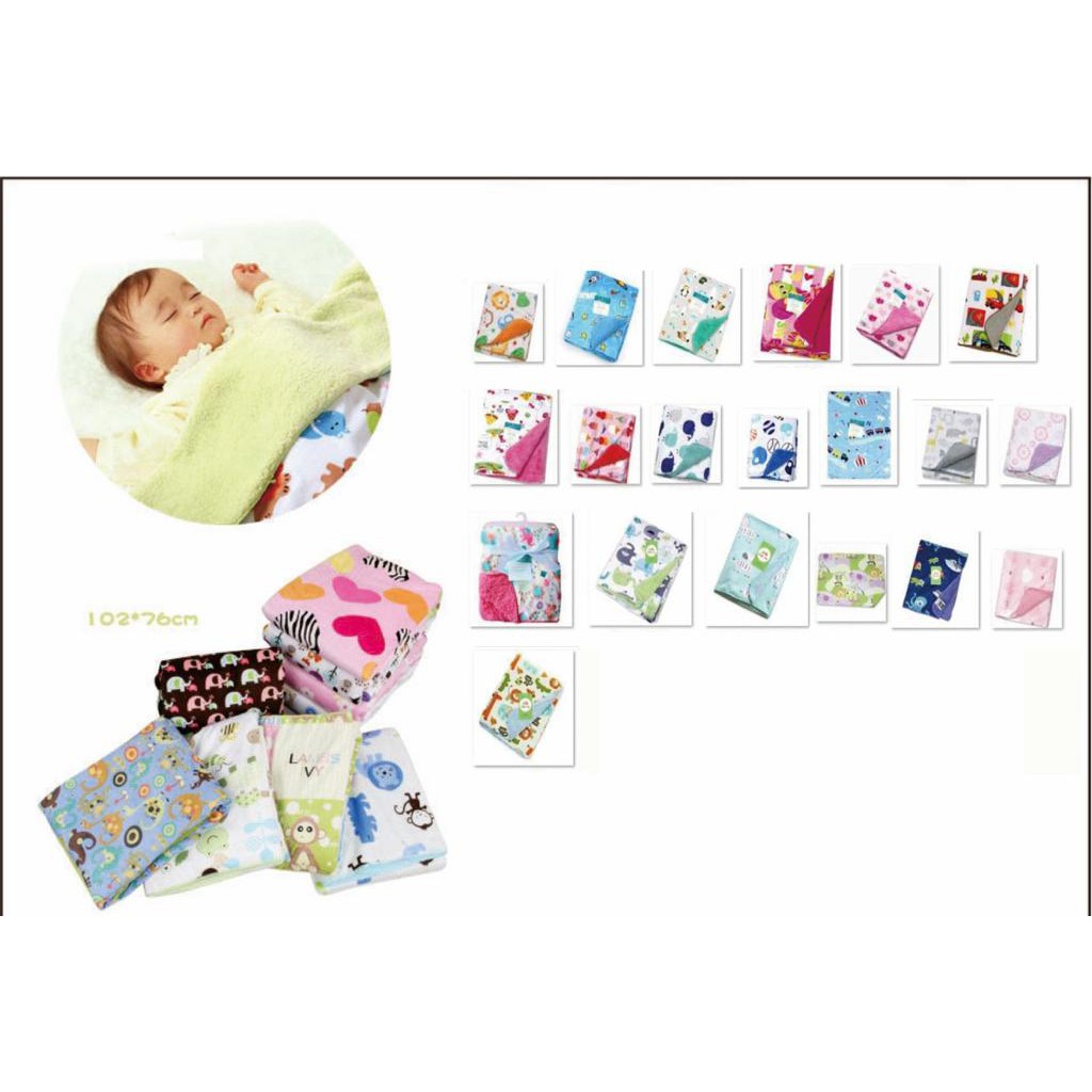 Selimut Bayi Bulu Halus double fleece motif menarik termurah 8323